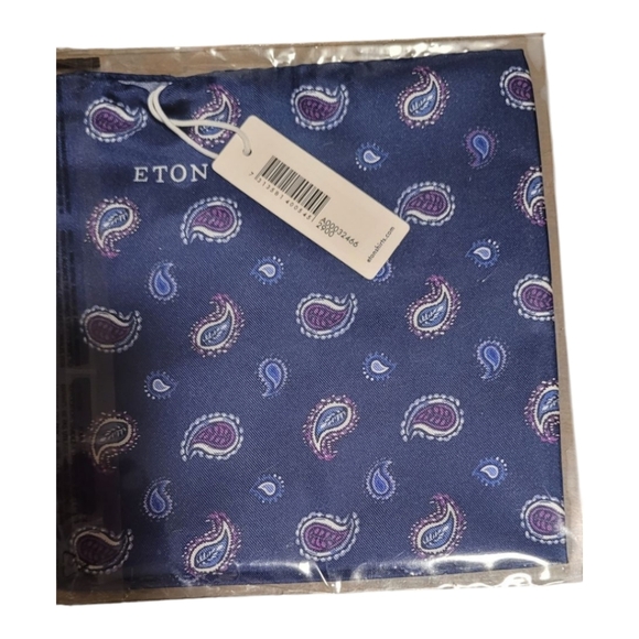 Eton Silk Pocket Square Paisley Made In Italy NWT - Picture 1 of 3